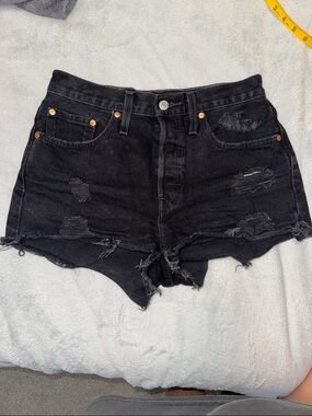 Levi's Black Distressed Cutoff Denim Shorts